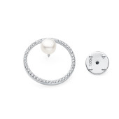 Brosa argint cu perla naturala alba cu inchidere tip pin DiAmanti SK22529BR_W-G